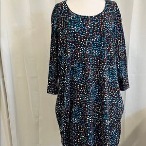 Ulla Popken Polka Dot Long Sleeve Dress